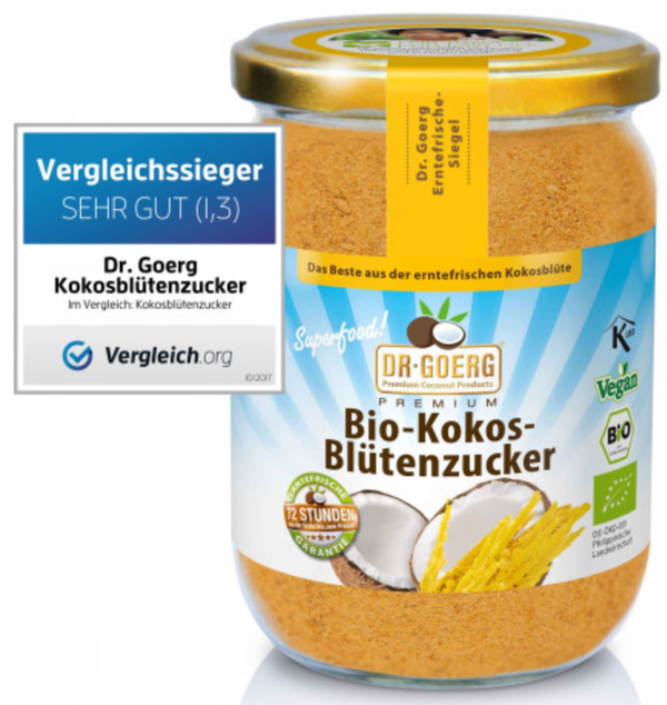 Zucker - Kokosblütenzucker Bio 280 g Glas köstliches Süßungsmittel - Zuckerersatz von Dr. Goerg