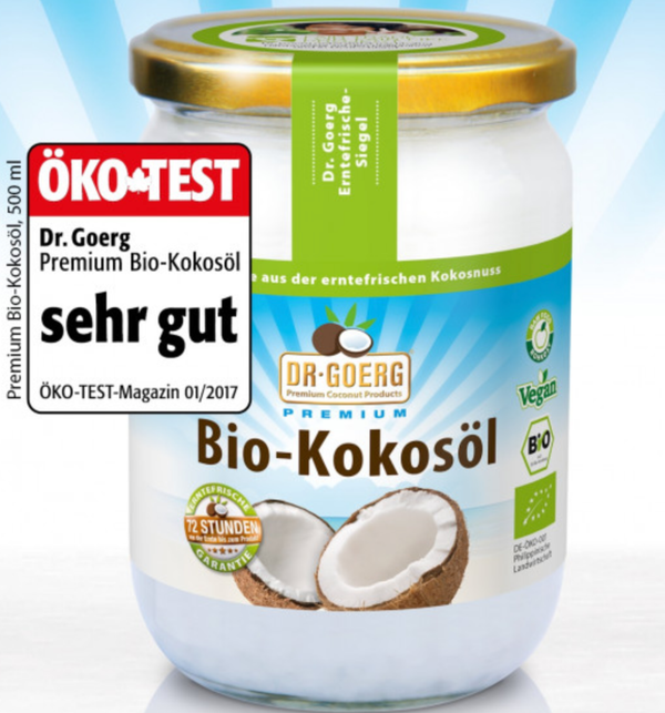 Öl -  Kokosöl Bio - kaltgepresst - 500 g Glas - naturbelassen von Dr. Goerg