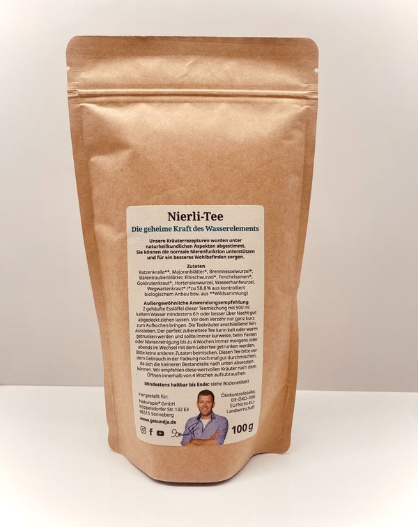 Nierli-Tee - Bio Nierentee nach Florian Sauer - traditionelle Kräuterteemischung 100g Wasserelement