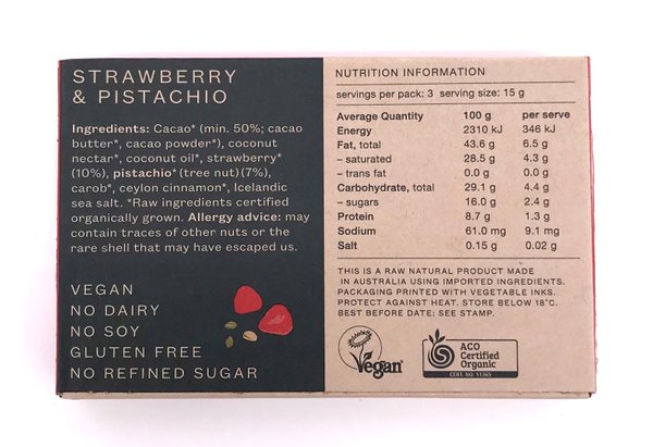 Pana Organic ~ Erdbeere & Pistazie 45 g - Gourmet Rohkostqualität
