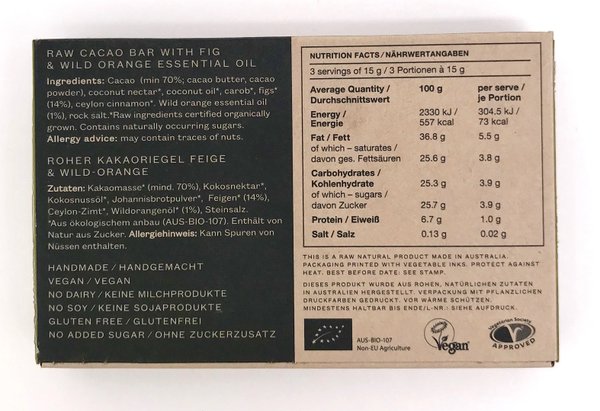 Pana Organic ~ Feige & Wildorange 45 g - Gourmet Rohkostqualität