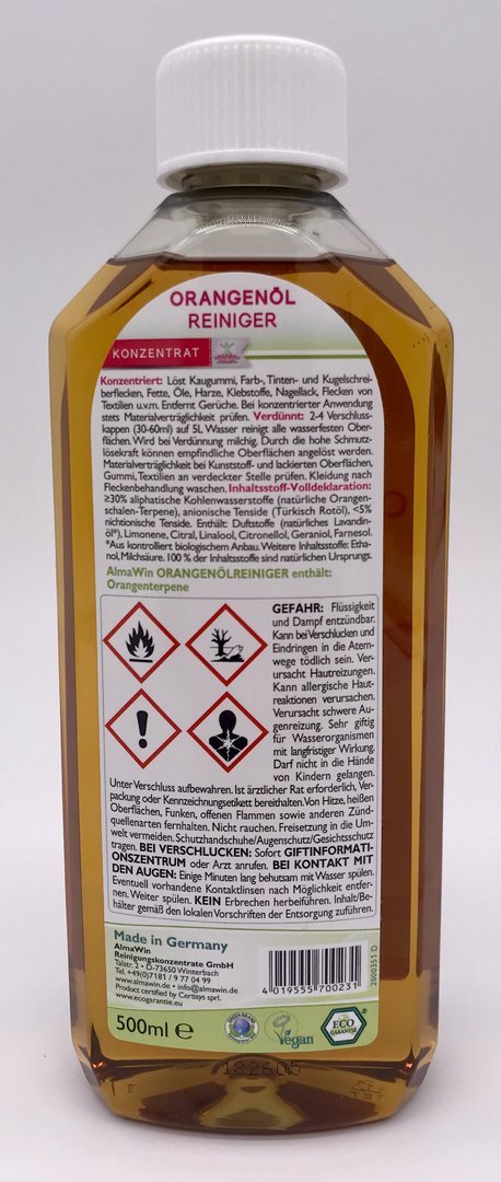 Alma Win Orangenöl Reiniger Konzentrat 500 ml ECO Vegan - Der Alleskönner