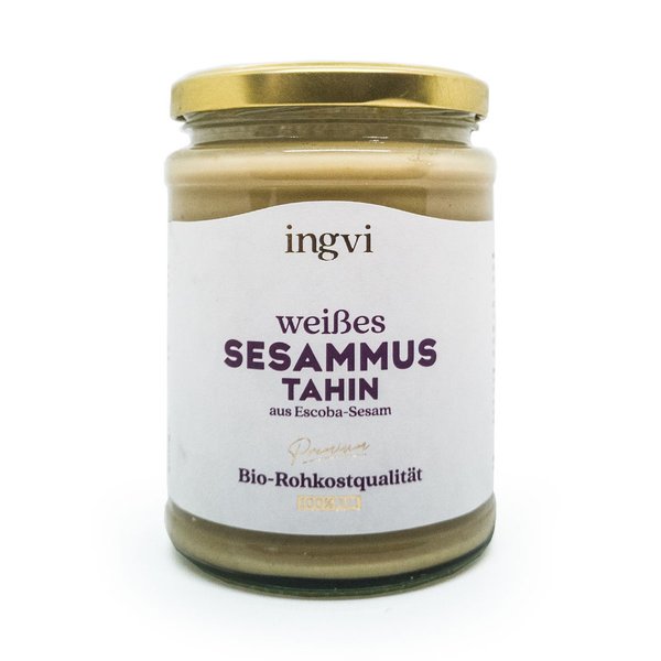Sesammus / weißes Sesam Tahin / Bio / Püree   / Rohkostqualität 500 g Glas - Ingvi