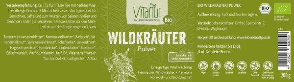 LebenskraftPur Bio Wildkräuter Pur 200g Pulver