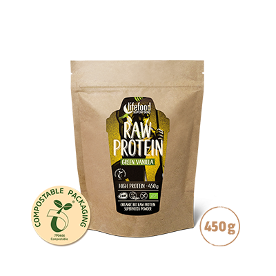 Raw Protein – Green Vanilla  Roh 450 g / Natürlicher Proteinshake für Sportler- MHD 29.06.2023