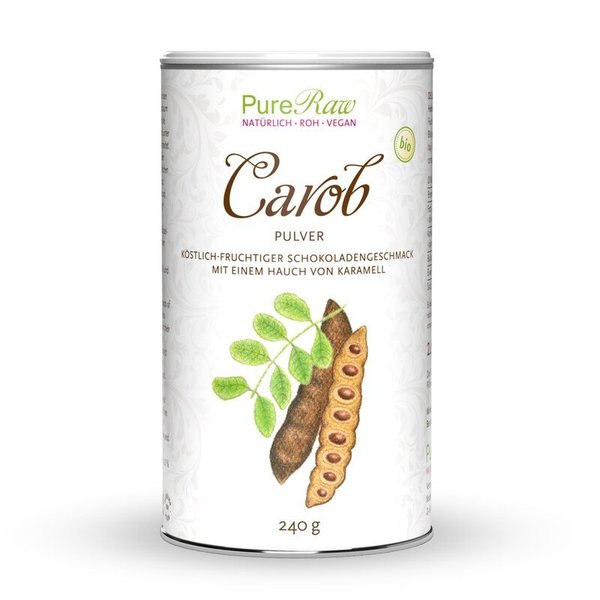 Pure Raw  Carob Pulver, Bio - Alternative mit vielen Nährstoffen 240g