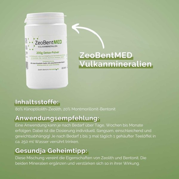 ZeoBent MED Detox-Pulver feinlöslich 200g Mischung - Schwermetall-Ausleiter Entgiftung Leber & Darm