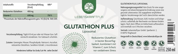 Lebenskraft Pur Glutathion Plus Liposomal 250 ml