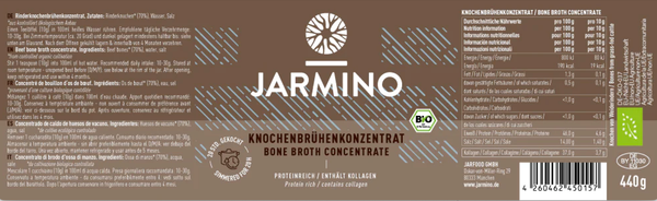 Knochenbrühen-Konzentrat Rind - Proteinreich - Enhält Kollagen - von Jarmino 440g